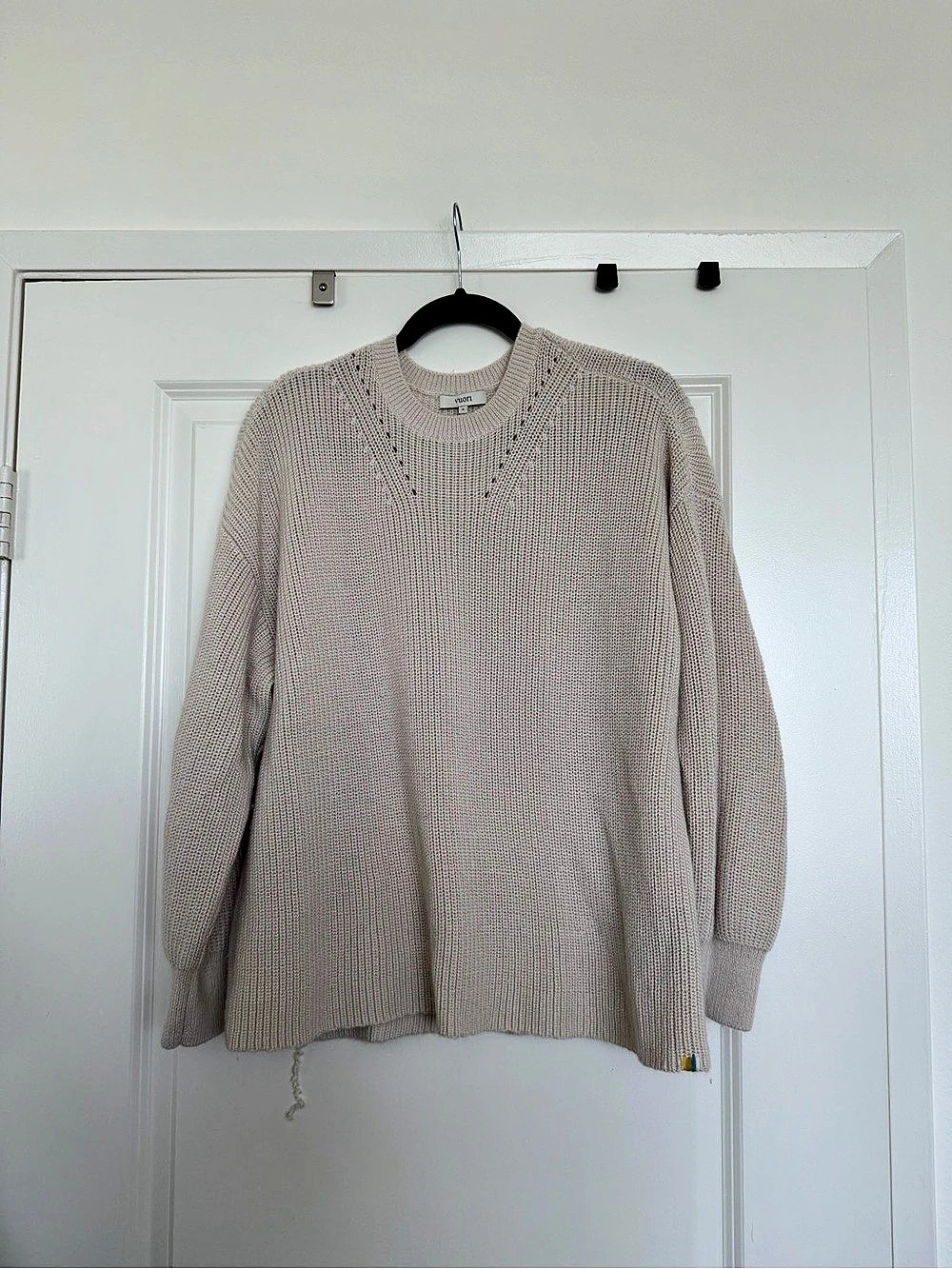 Vuori Crewneck Knit Sweater in Beige